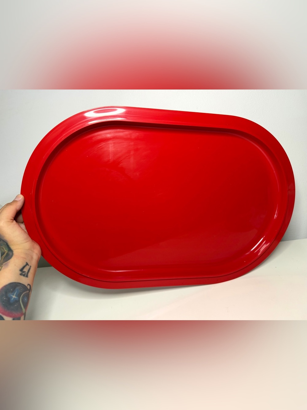 1979 André Morin IPL Collection Red Melamine Serving Tray 20x13